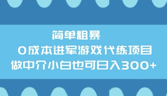简单粗暴0成本进军游戏代练项目，做中介小白也可日入3张-超级阿童木