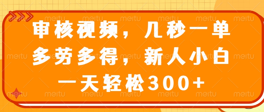 （14294期）审核视频，几秒一单，多劳多得，新人小白一天轻松300+-超级阿童木