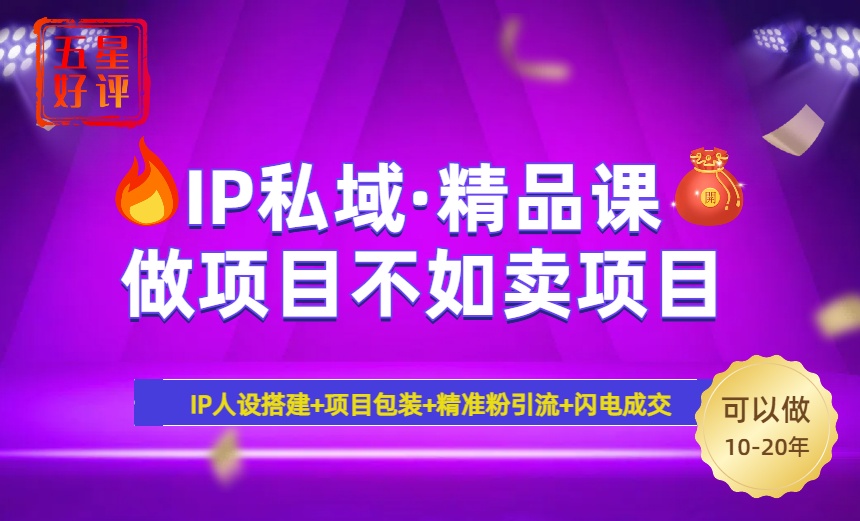 （14406期）2025年“IP私域·密训精品课”，日赚3000+小白避坑年赚百万，暴力引流…-超级阿童木